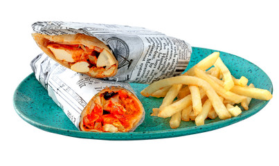 Rollito de pollo, verduras y aceitunas