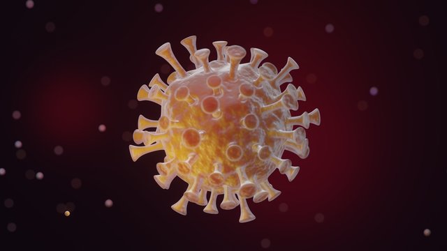 COVID-19 background with realistic model of the virus. 3d image	