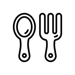 line style icon of spoon and fork. vector illustration for graphic design, website, UI isolated on white background. EPS 10