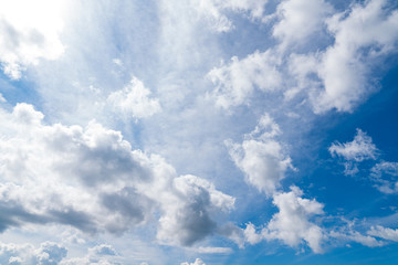 Fluffy clouds and blue sky