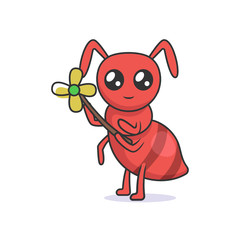 Cute ant insect mascot design Illustration
