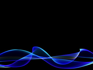 Abstract blue, and white waves on a black background