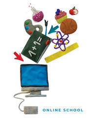 Back to school. Set of Clay plasticine handmade school icons.