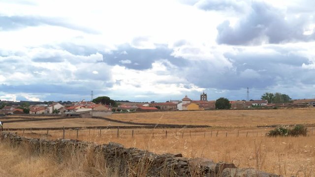 Rural landscape in Spain, La Encina Salamanca, Spain. Rural depopulation