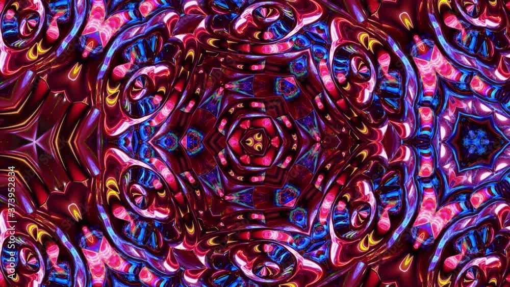 Poster 3d stylish abstract looped bg like wavy symmetrical pattern like kaleidoscopic structure with waves,