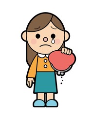 空の財布と落ち込む若い女性