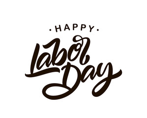 Vector Handwritten calligraphic type lettering composition of Happy Labor Day on white background