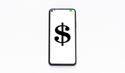 mobile phone with dollar sign on the screen. Business concept, earnings, mobile earnings.