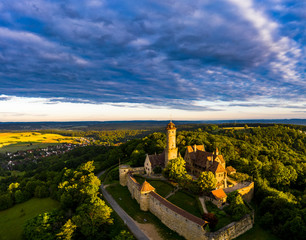 Aerial view: Altenburg, medieval hilltop castle, Bamberg, Steigerwaldhöhe, Upper Franconia,...