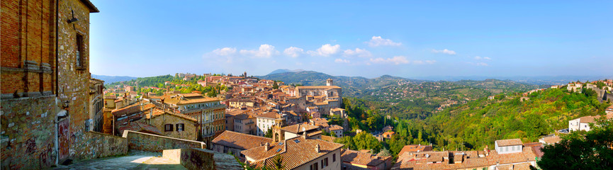 Fototapeta na wymiar Old town panorama in Umbria, Perugia, Italy.