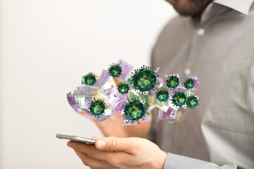 Financial stock graph has down from virus corona outbreak..