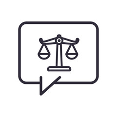 law balance scale in bubble line style icon vector design