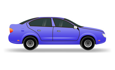 Blue car in flat style. Vehicle branding mockup.