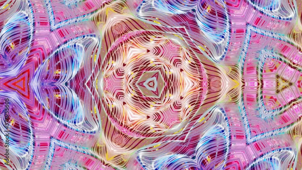 Poster 3d stylish abstract looped bg like wavy symmetrical pattern like kaleidoscopic structure with waves,