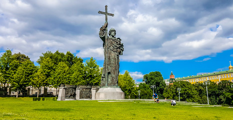 Fototapeta na wymiar Monument to Vladimir the Great on Borovitsky Square near the Kremlin. Moscow, Russia