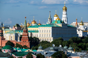 architecture, travel, cityscape, russia, building, moscow, city, landscape, sunset, district, russian, sky, landmark, view, temple, religion, kremlin, cathedral, gold, dome, church, sunrise, history, 