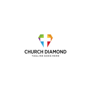 Modern church religion diamond logo sign modern vector graphic abstract