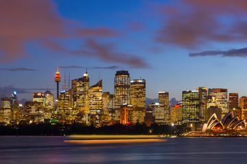 Sydney harbour skyline after sunset