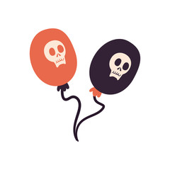 Halloween balloons with skulls cartoons free form style icon vector design