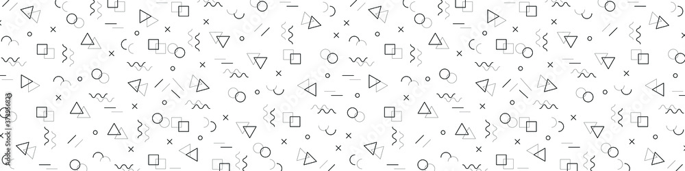 Poster vector hipster pattern with black and white geometric forms. line, square, triangle, circle shape . 