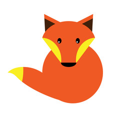 Colorful fox icon, logotype or design of tattoo. Vector illustration animal. Emblem wild, forest character.