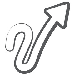 
Trendy brush stroke vector of curved arrow, top right arrow 
