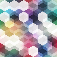 Retro colored hexagonal seamless pattern.