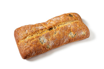 Freshly baked Italian ciabatta bread with olives