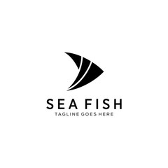 Illustration modern silhouette fish under water logo design template