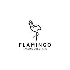 Fototapeta na wymiar Creative luxury Minimalist animal flamingo bird line art logo template