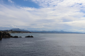 Le littoral rocheux de Biarritz au bord de l'océan atlantique, ville de Biarritz, département des...