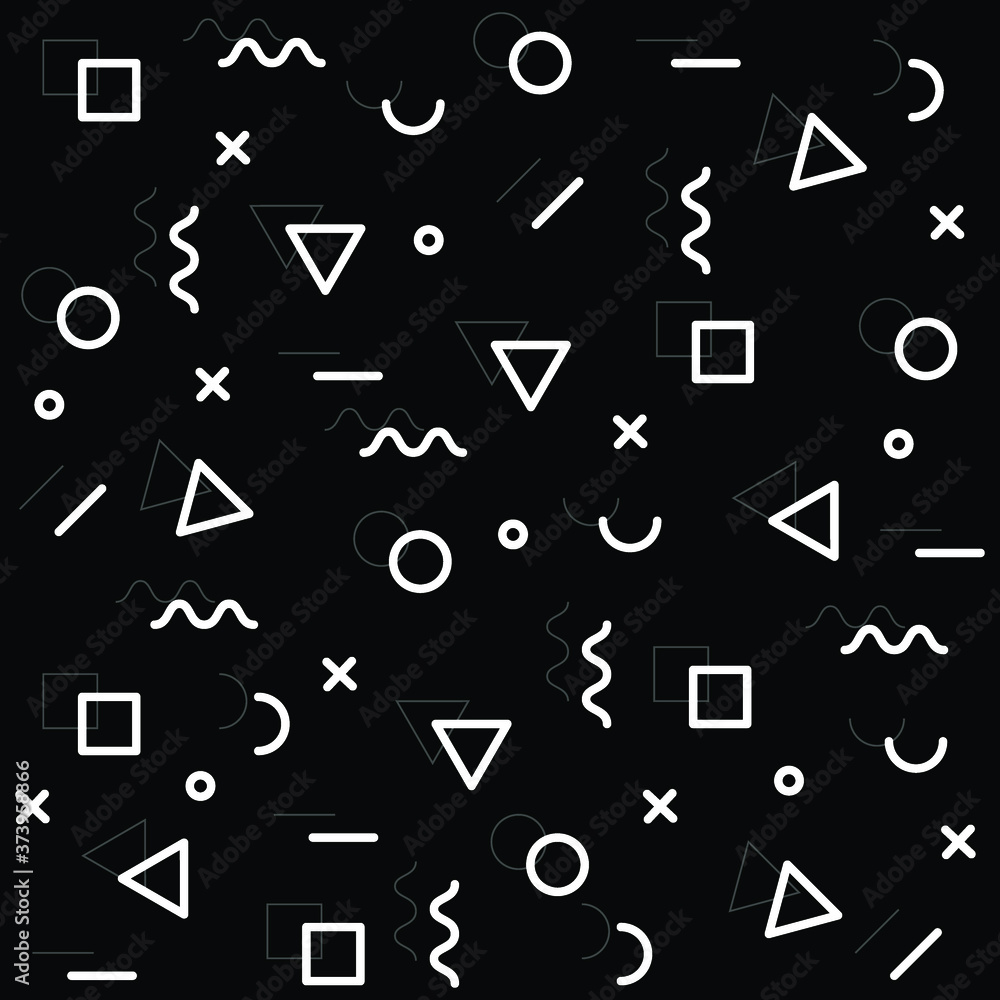 Poster vector hipster pattern with black and white geometric forms. line, square, triangle, circle shape . 