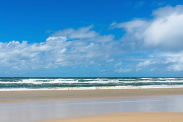 Fototapeta na wymiar Sandy beach, part of the Great Sandy National Park, Queensland, Australia.