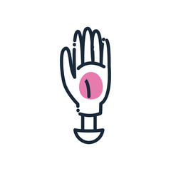 hand prosthesis line and fill style icon vector design