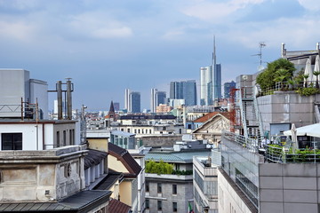 Fototapeta na wymiar Milan aerial panoramic view. Milan is a capital of Lombardy and the second most populous city in Italy.
