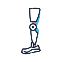 leg prosthesis line and fill style icon vector design