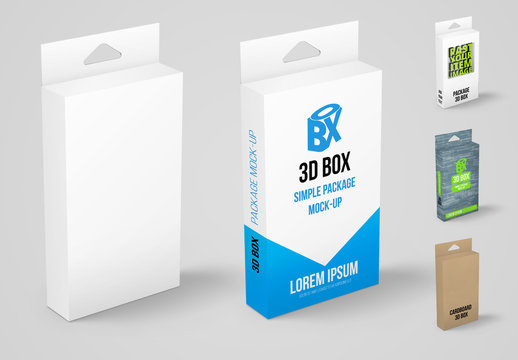3D Package Preview Mockup of Box with Hang Slot