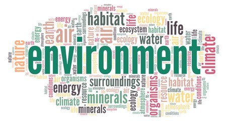 Fototapeta premium Environment vector illustration word cloud isolated on a white background.