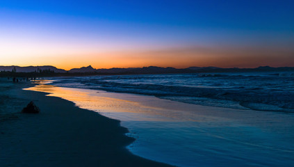 Belongil Beach just after sunset in Byron Bay, New South Wales, Australia. 
