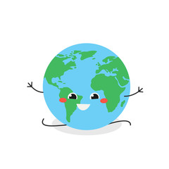 Cheerful cartoon globe character doing the splits