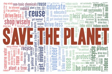 Obraz premium Save the planet vector illustration word cloud isolated on a white background.