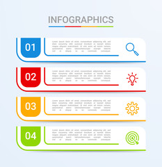 Business data visualization, infographic template with 4 steps on blue background, vector illustration