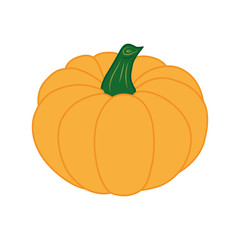Pumpkin. Vector illustration isolated on white background. Flat design style. Great for holiday or original design, banners, cards, prints, textiles, logo, labels, and more creatives ideas.