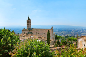 Fototapeta na wymiar Famous church, Church of Santa Chiara, in Assisi in Umbria, Italy.
