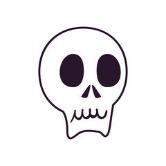 halloween skull cartoon free form line style icon vector design