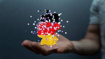 Abstract of germany map network in hand