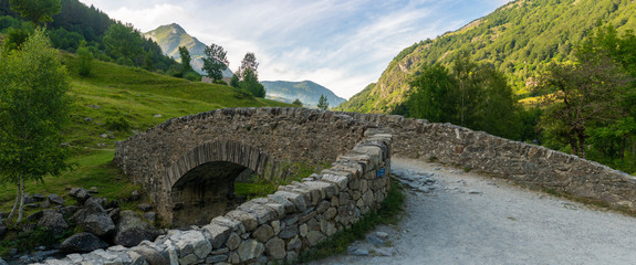 old bridge in the mountains, Gavarnie French Pyrenees 