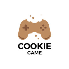 Cookie + controller gaming. Cookie game logo. Icon vector. © Lemonkey