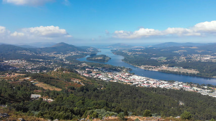 Fototapeta na wymiar Cervo, a beautiful viewpoint at Vila Nova de Cerveira, Portugal, where you can see a glimpse of most of the river Minho, from Valenca to the mouth in Caminha.