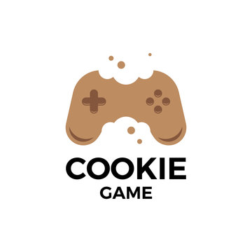 Cookie + controller gaming. Cookie game logo. Icon vector.